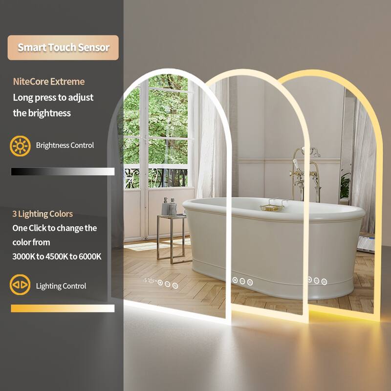 Bathroom Mirror with Lights Vanity Defogging Digital Display Control - 24"x36"