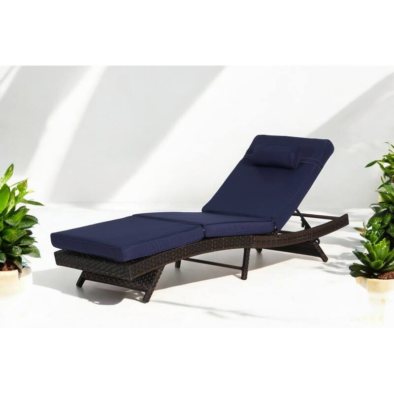 Adjustable Wicker Lounge Chair Set of 2 - Reclining Sunbathing Chairs with Cushions, All-Weather PE Rattan for Patio & Garden