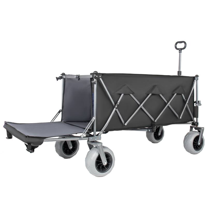 67in Extra long large Heavy Duty Utility Beach Wagons with Opened Tailgate and All-Terrain Wheels, 500lbs Capacity