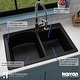 preview thumbnail 29 of 48, Top Mount 33-inch Large/Small Bowl Quartz Kitchen Sink - 33" x 22" x 9"