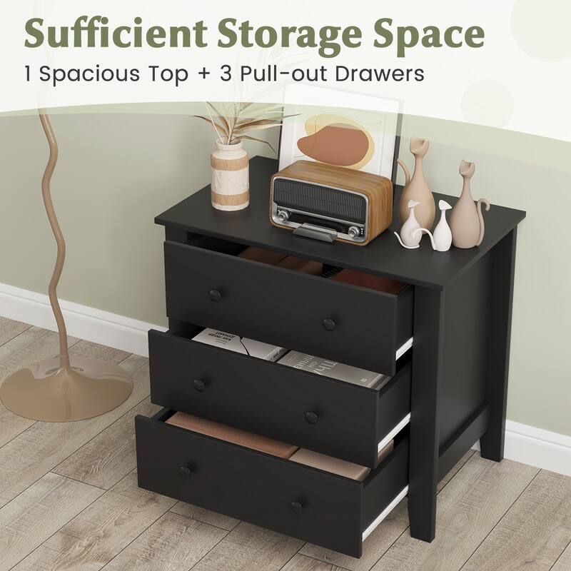 Gymax 3-drawer Dresser w/ Convenient Handles Smooth Slide Rails Accent