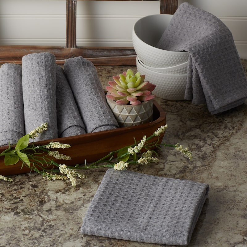 DII Black Recycled Cotton Waffle Dishtowel (Set of 6)