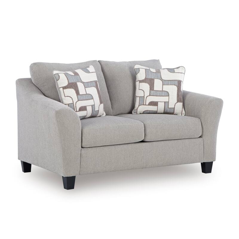 Roundhill Furniture Elaris 2-Piece Living Room Set - Flared Arm Sofa and Loveseat with Chenille Upholstery, Taupe