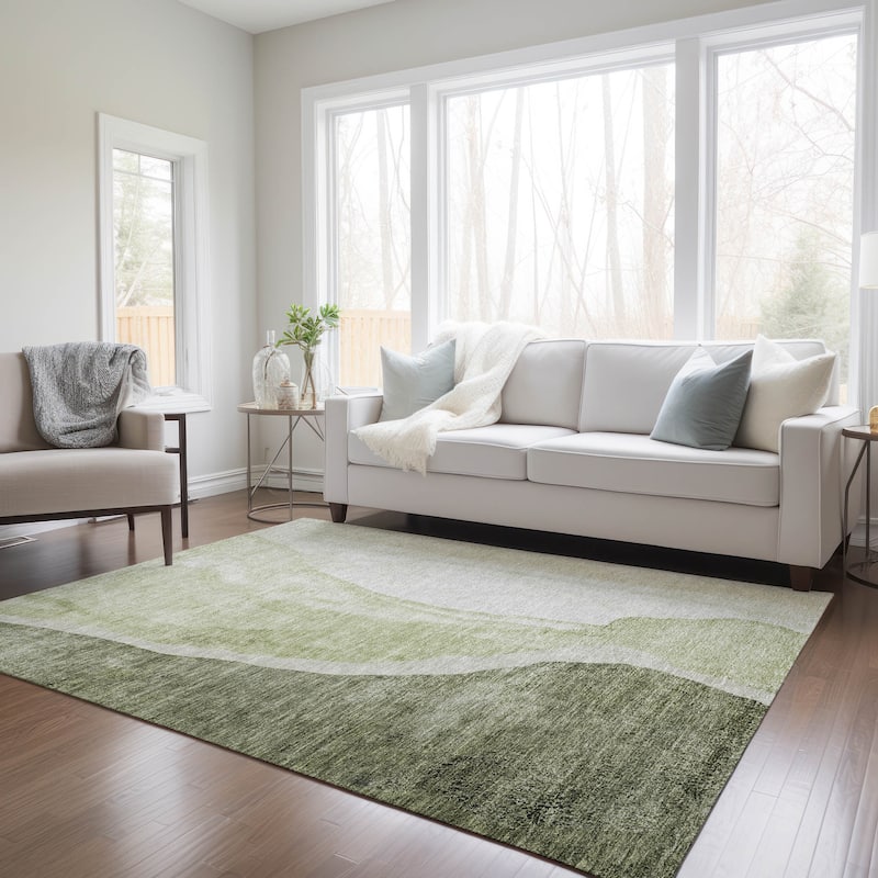 Machine Washable Indoor/ Outdoor Chantille Modern Abstract Rug