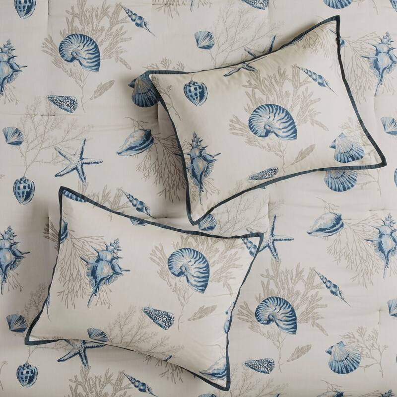 GDF Studio - Bayside 7-Piece Cotton Sateen Comforter Set with Decorative Pillows