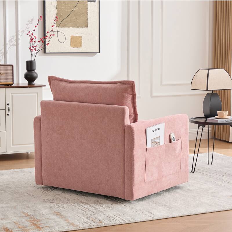 Swivel Barrel Chair - Mid Century Modern Chair, Thick Padded Arm Chair with Solid Metal Base, Comfortable Single Sofa Chair