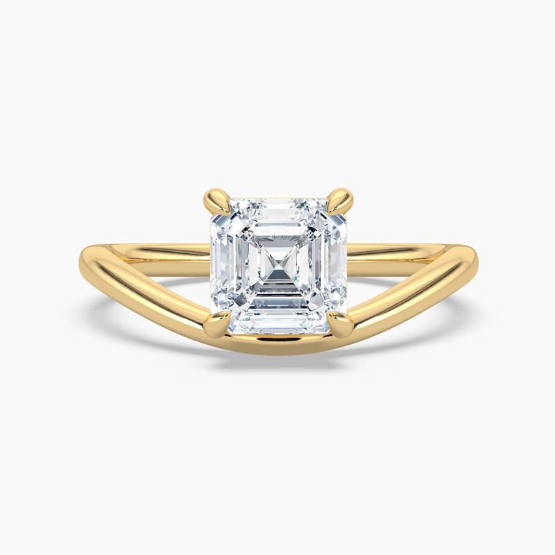 Auriya 14K Gold Lab Grown Diamond Asscher Cut Curved Solitaire Engagement Ring 1.00 - 5.00ct. tw. (F-G, VS) - 1.00 carats - 5.5 - Yellow