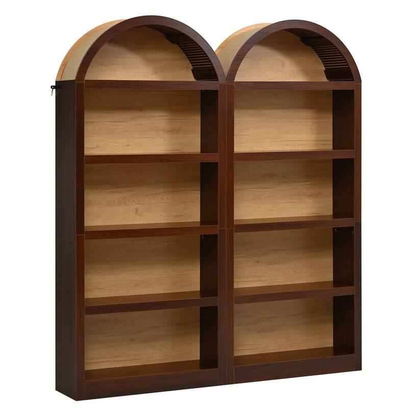 Farmhouse 68.8" Tall Freestanding Bookshelves Set of 2, 5-Tier Display Bookcase Arched Top for Living Room, Bedroom, Home Office