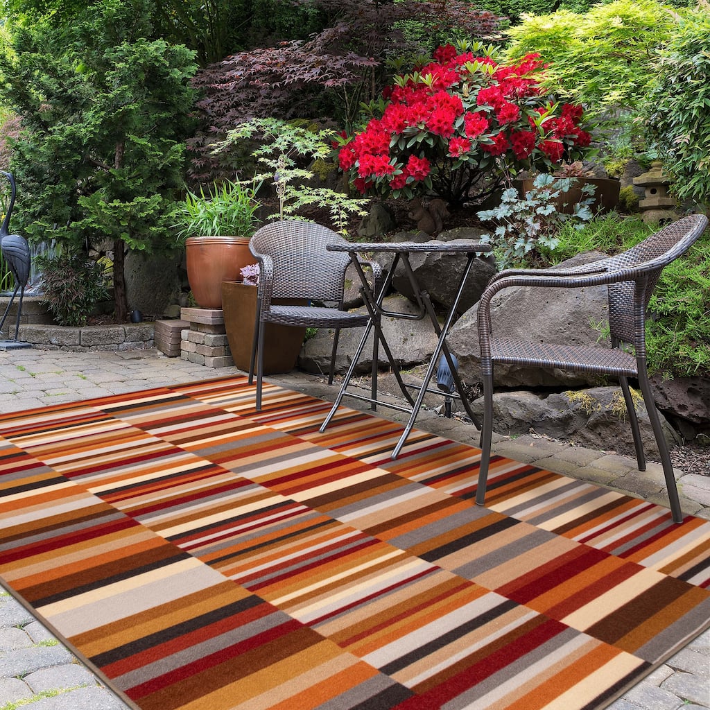 Superior Arden Modern Striped Indoor Outdoor Area Rug