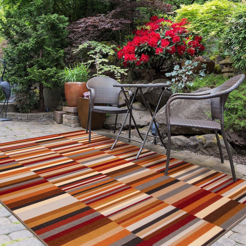 Superior Arden Modern Striped Indoor Outdoor Area Rug