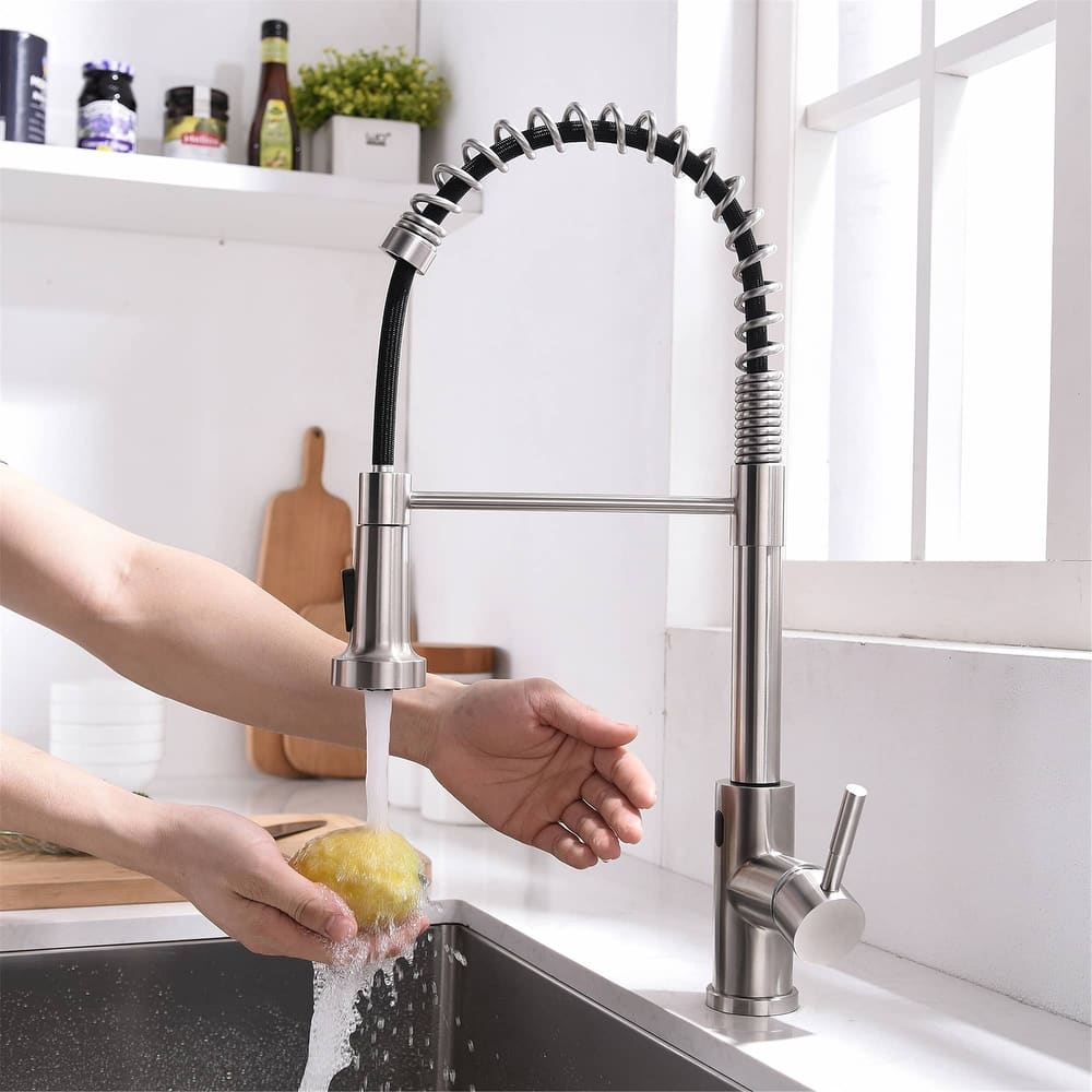 Touchless Pull Down Kitchen Faucet Single Handle Commercial Kitchen Sink Faucets With Sprayer Smart Single Hole Taps With Valve