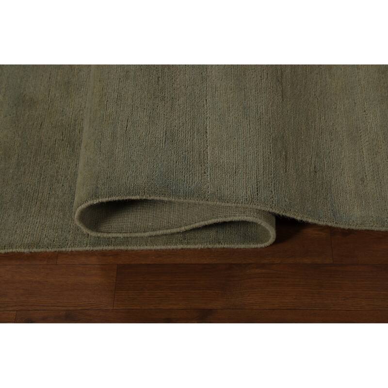 Green Modern Gabbeh Oriental Area Rug Handmade Wool Carpet - 7'9" x 9'7"