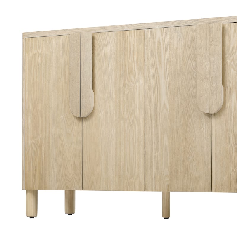 4-Door Wooden Sideboard, Freestanding Buffet Cabinet, Entryway Console Table with Curved Handles & Adjustable Shelves