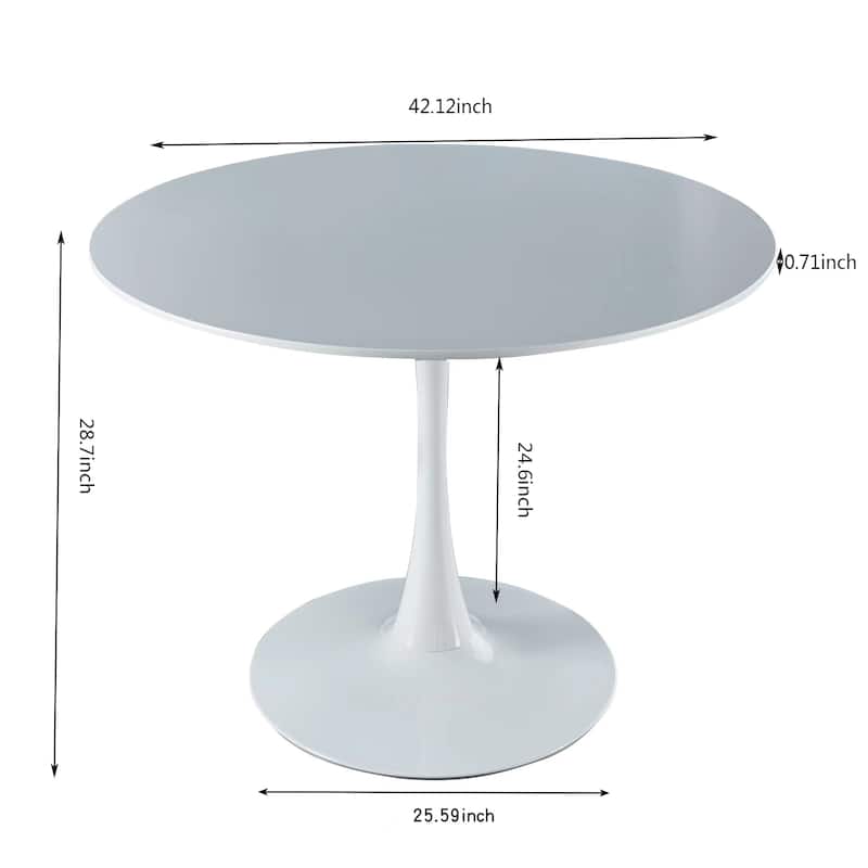 42.1" Mid-century Dining Table for 4-6 people With Round MDF Table Top, Pedestal Dining Table, End Table