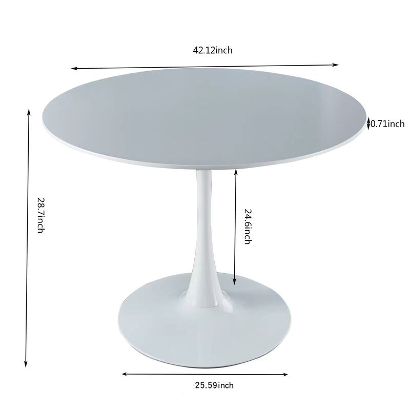 Round Dining Table for 2-4 People, Circle Kitchen Table with MDF Top & Metal Base, Mid-Century Leisure Table, Coffee Table