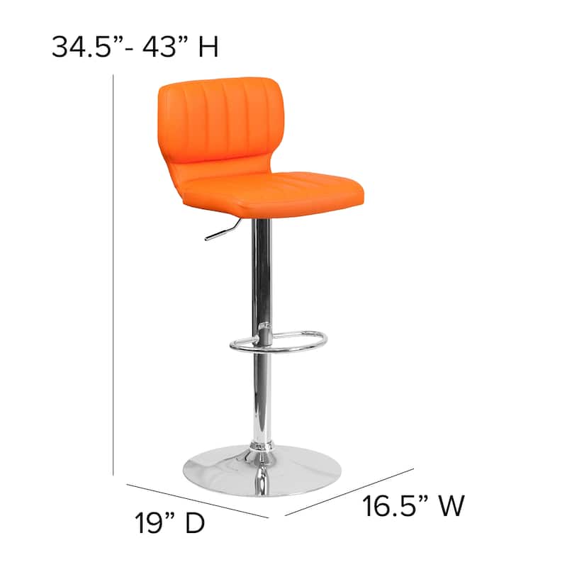 Vinyl Adjustable Barstool with Vertical Stitch Back (Set of 2)