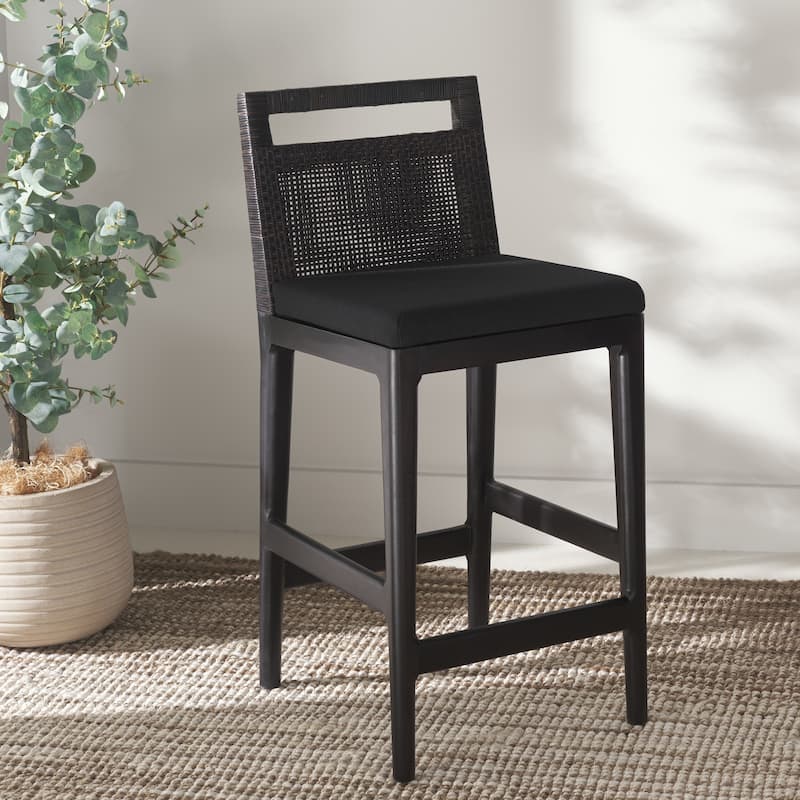 SAFAVIEH Home Darin Counter Stool - 16"W x 20"D x 36"H - Brown/Black