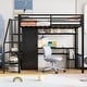 preview thumbnail 3 of 22, Twin Size Loft Bed with Wardrobe and Storage Staircase, Metal Loft Bedframe with Bulit-in Desk and Storage Shelf