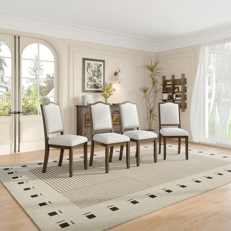 Farmhouse Dining Chairs Set of 4, Upholstered Dining Chairs with High Back, Modern Seating