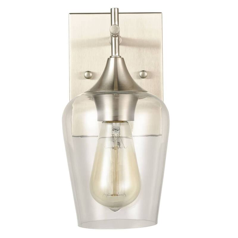 Angers Modern Simplicity 1-Light Clear Glass Wall Sconce Industrial Bathroom Vanity Lighting