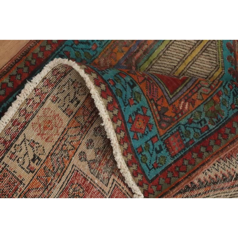 Hand Knotted Oriental 100% Wool Carpet Traditional Geometric Multi-Colored Ardebil Runner Rug - 10' 9'' X 3' 2''