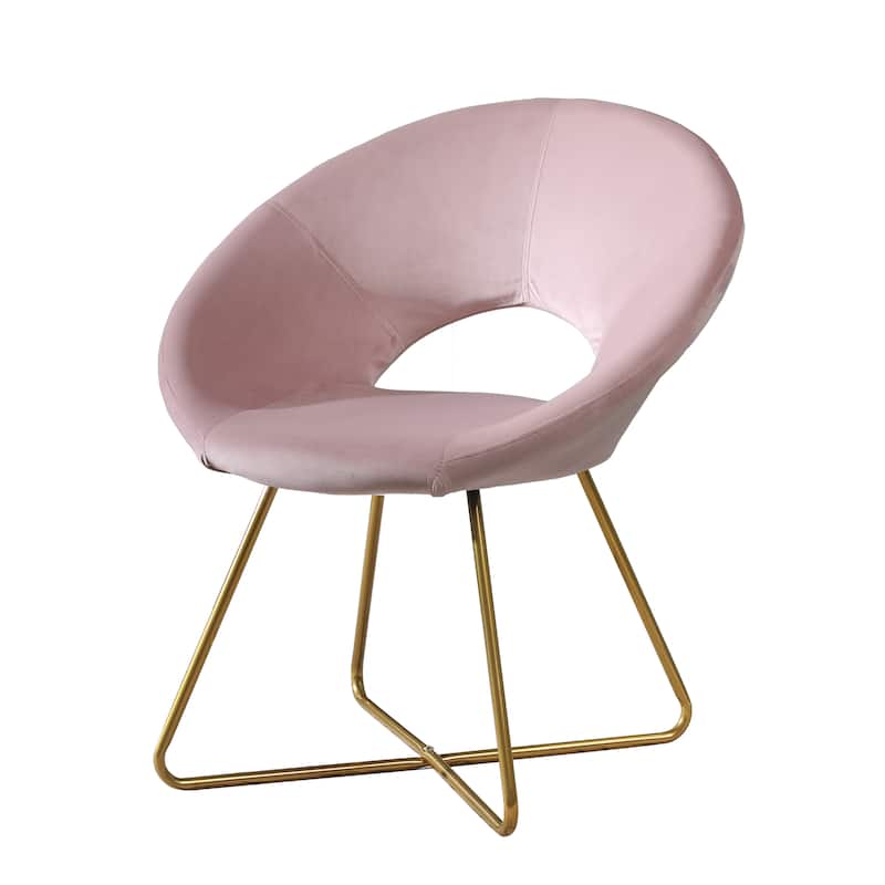 Modern 28" Polyester Upholstered Accent Chair with Gold Tone Finished Base and Metal Sled Legs