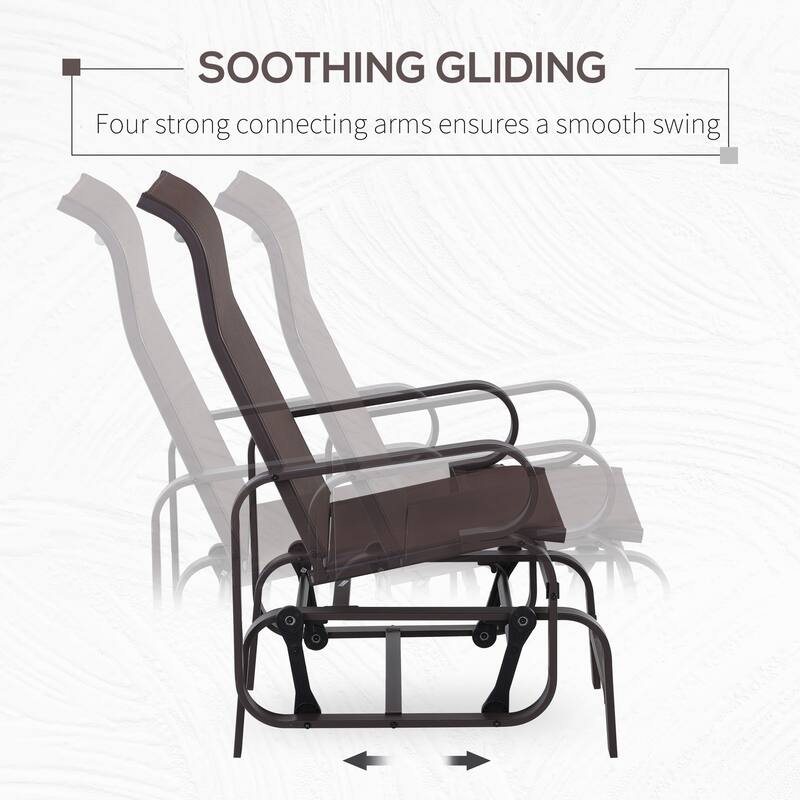 Outsunny Outdoor Glider Chair, Gliders for Outside Patio with Smooth Rocking Mechanism and Lightweight Construction for Backyard - Brown