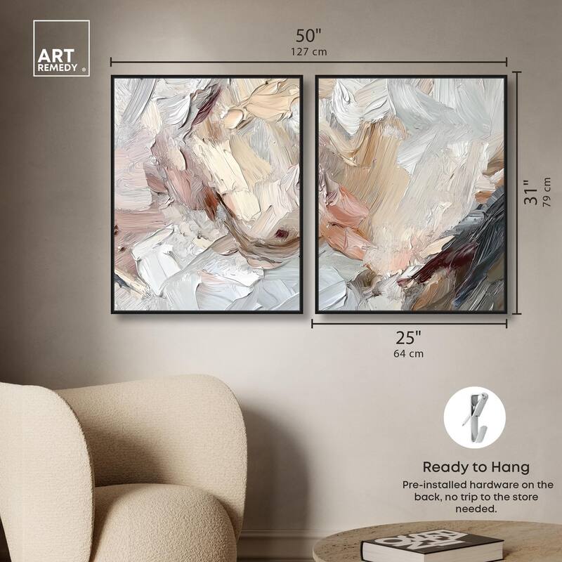 Running Horse Neutral I Canvas Set of 2 by Art Remedy