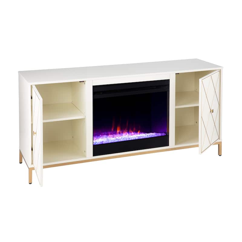 SEI Furniture Marradi Modern Media TV Stand with Storage & Electric Fireplace Insert