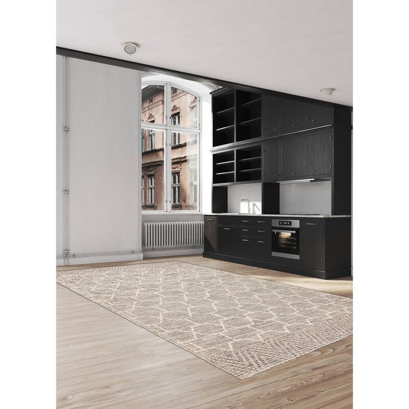 ECARPETGALLERY Braid weave Sienna Grey Wool Rug - 4'11 x 7'9