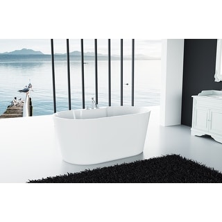 Retro 56" Freestanding White Acrylic Bathtub with Adjustable Feet