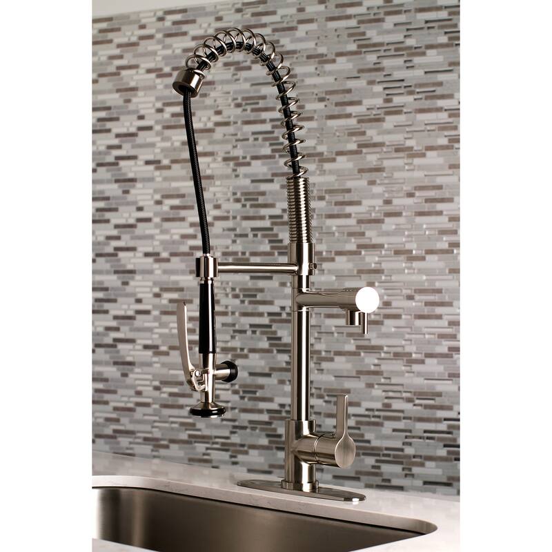 Continental Single-Handle Pre-Rinse Kitchen Faucet in Brushed Nickel