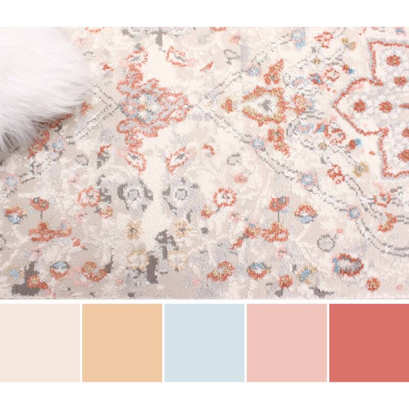 ECARPETGALLERY Machine Made Seline Ivory Area Rug