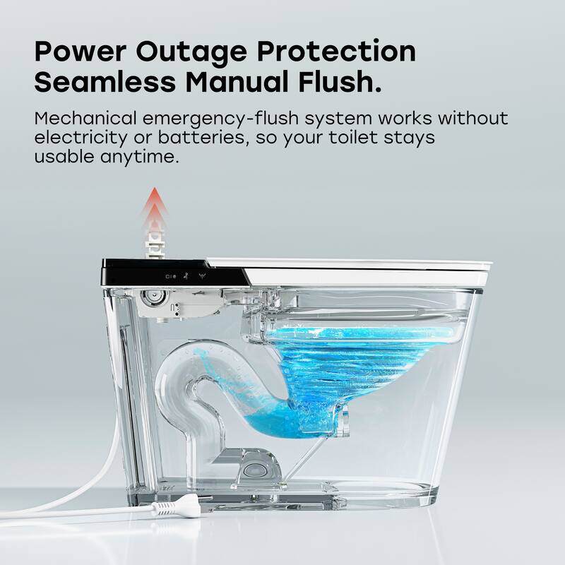 HOROW 1.0/1.28 GPF Elongated ADA Smart Bidet Toilet in White / Auto Open/Flush, Foam Shield, Blackout Flush, Pump Assisted - N/A