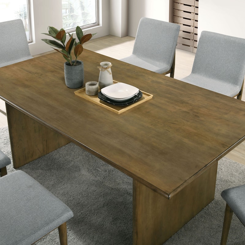 Velez Mid-Century Modern Natural Tone and Light Grey Solid Wood 7-Piece Dining Table Set by Furniture of America