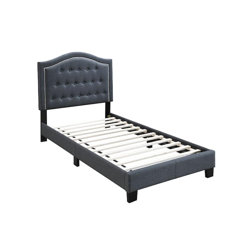 Fabric Upholstered Bed with Button Tufting