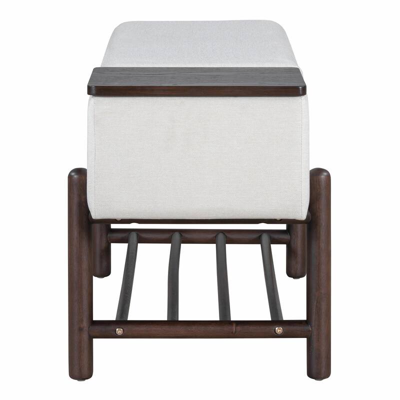 Farmhouse Upholstered Storage Bench with Hidden Compartment