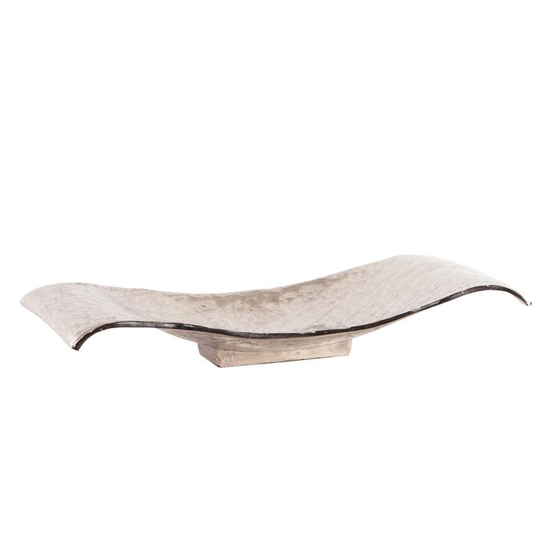 Silver Orchid Scrolled Small Metal Tray - N/A