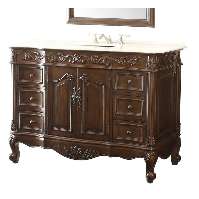 48" Benton Collection Beckham Classic Brown Bath Vanity & Mirror