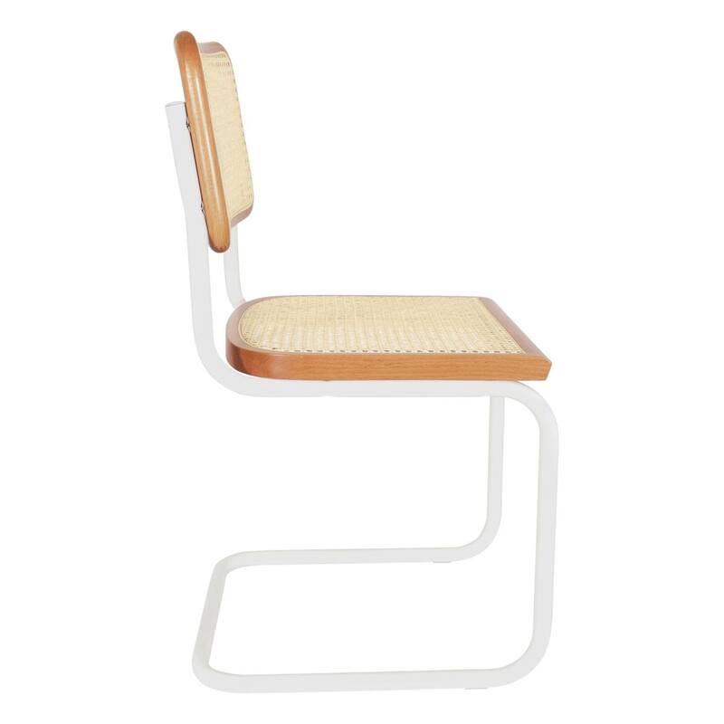 Breuer Chair Company Marcel Breuer Cesca Cane Cantilever Side Chair w/ White Steel Frame (Various Wood & Cane Colors)