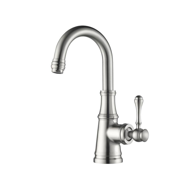 10.9"H Solid Brass Single-handle Bathroom Sink Faucet - Brushed Nickel