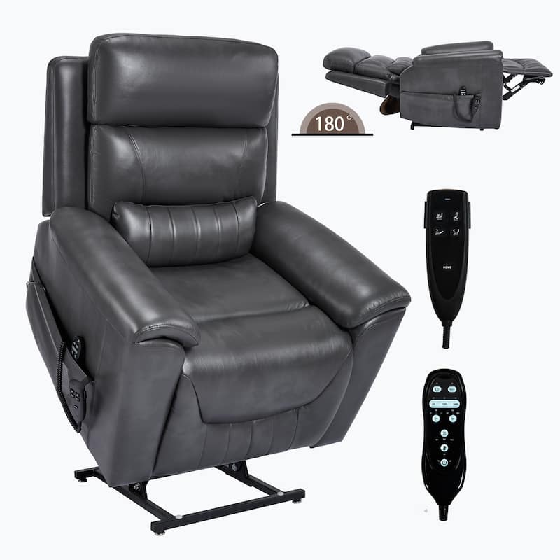 350 Lbs Leatherair Power Lift Recliner Chair, Heavy Duty Motion Mechanism With 8-Point Vibration Massage And Lumbar Heating