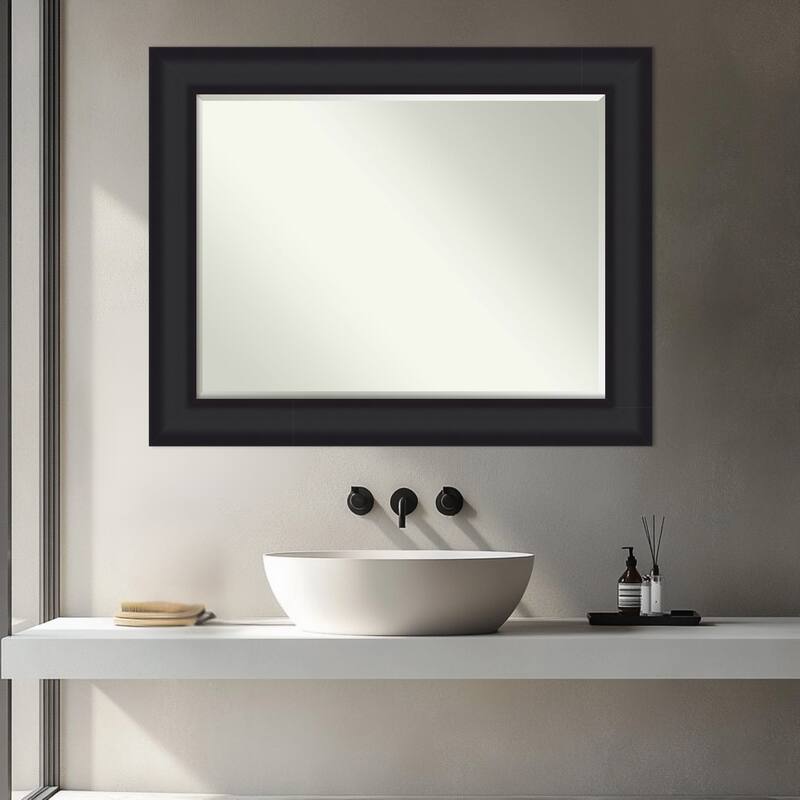 Oliver Half-Inch-Bevel Wood Framed Bathroom Vanity Wall Mirror