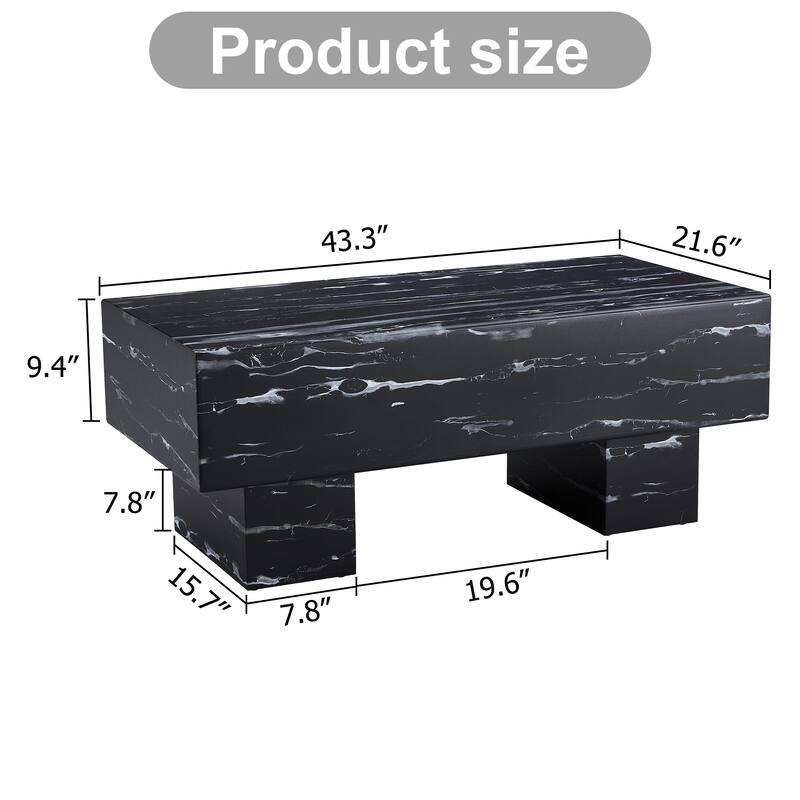 Modern Simple Marble Texture Mdf Coffee Table - 7practical Model - Black