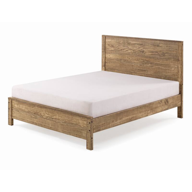 Twin Size Solid Wood Panel Bed with Headboard and Under-Bed Storage