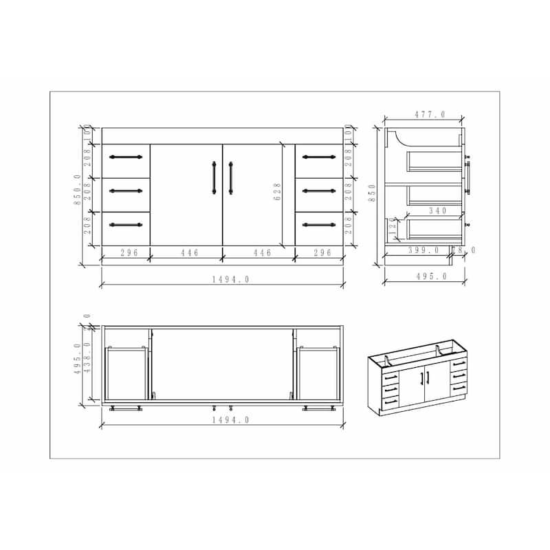 Eliza 60'' Freestanding Vanity with Single Sink