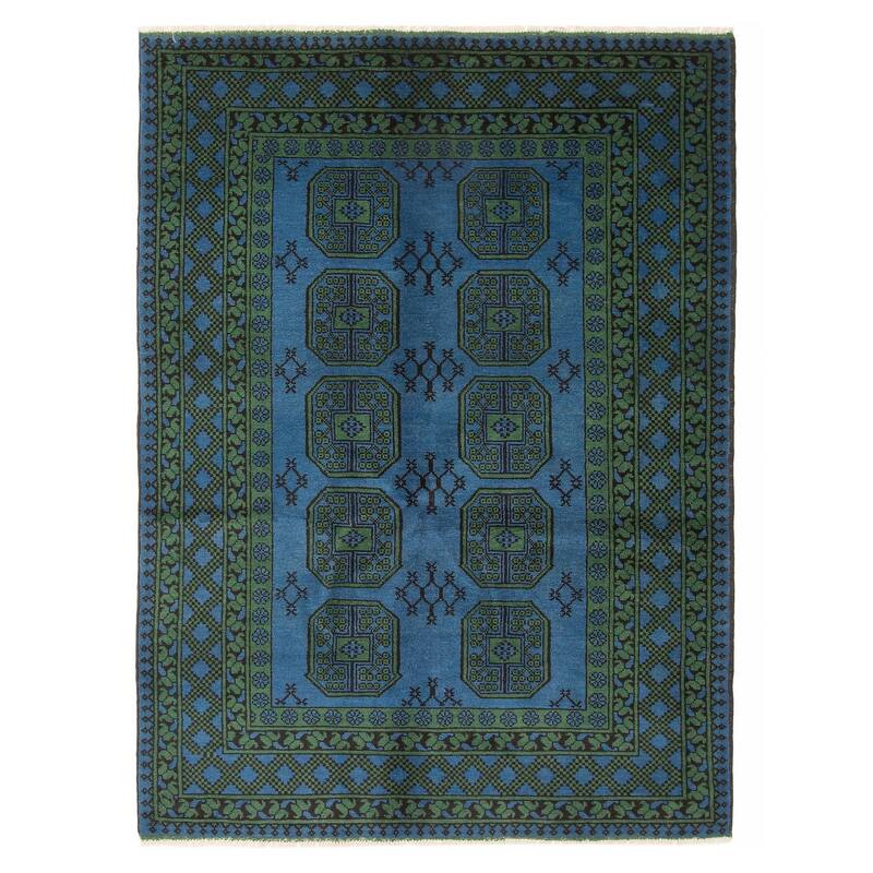 ECARPETGALLERY Hand-knotted Afghan Turquoise Wool Rug - 4'11 x 6'9 - Turquoise - 4'11 x 6'9