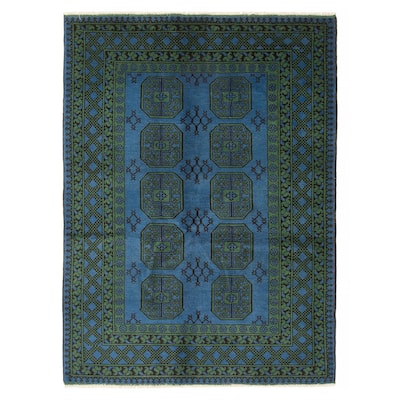 ECARPETGALLERY Hand-knotted Afghan Turquoise Wool Rug - 4'11 x 6'9
