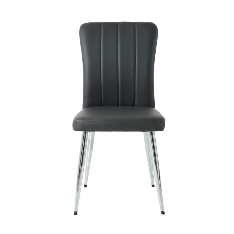 Set of 4 PU Upholstered Dining Chair with Electroplated Metal Legs