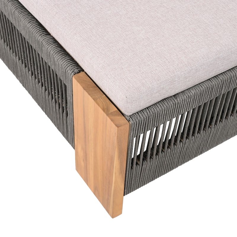 Christopher Knight Home - Alexander Acacia Wood Outdoor Adjustable Chaise Lounge With Cushion